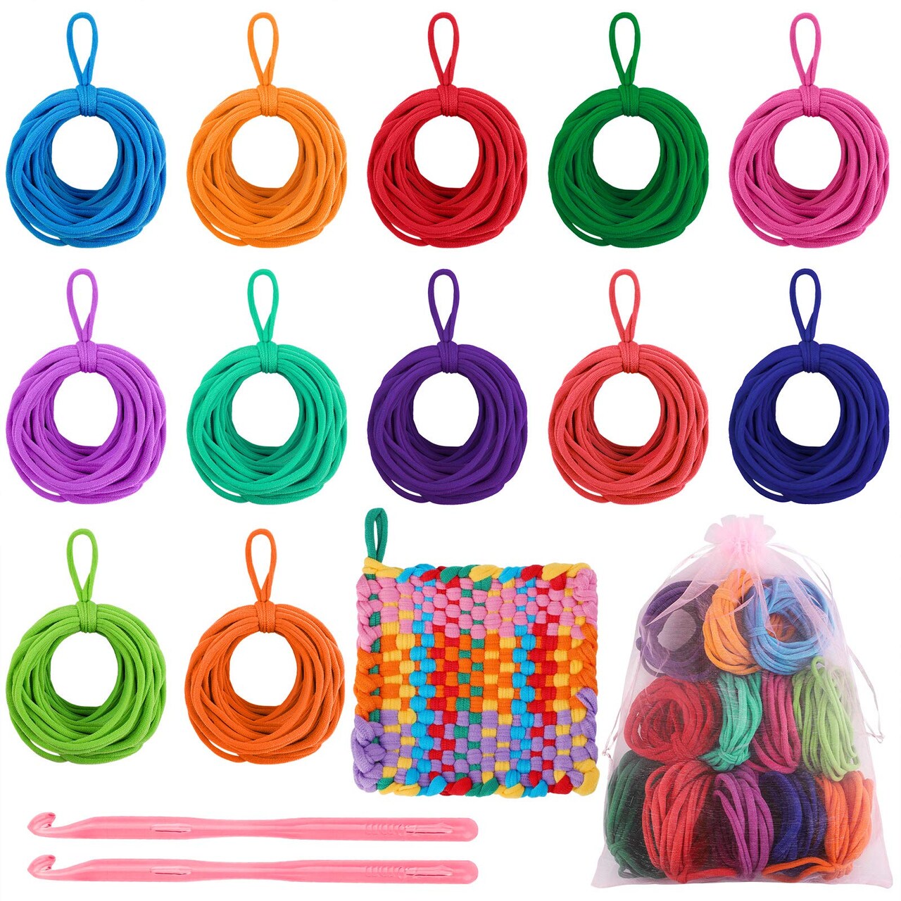 288 Pieces Loom Weaving Craft Loops Refill Elastic Potholder Loops with Multiple Colors for DIY Crafts Supplies, Compatible with 7 Inch Weaving Loom